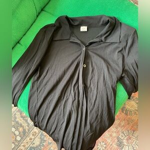 Aritiza Wilfred black sheer button down office siren vibe